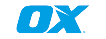 Blue and white OX logo on a white background