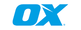 Blue OX logo with stylized letters on a white background