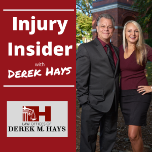 A man and a woman are standing next to each other with the words injury insider behind them