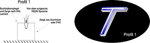 Schematische Darstellung eines Profilquerschnitts mit Beschriftungen