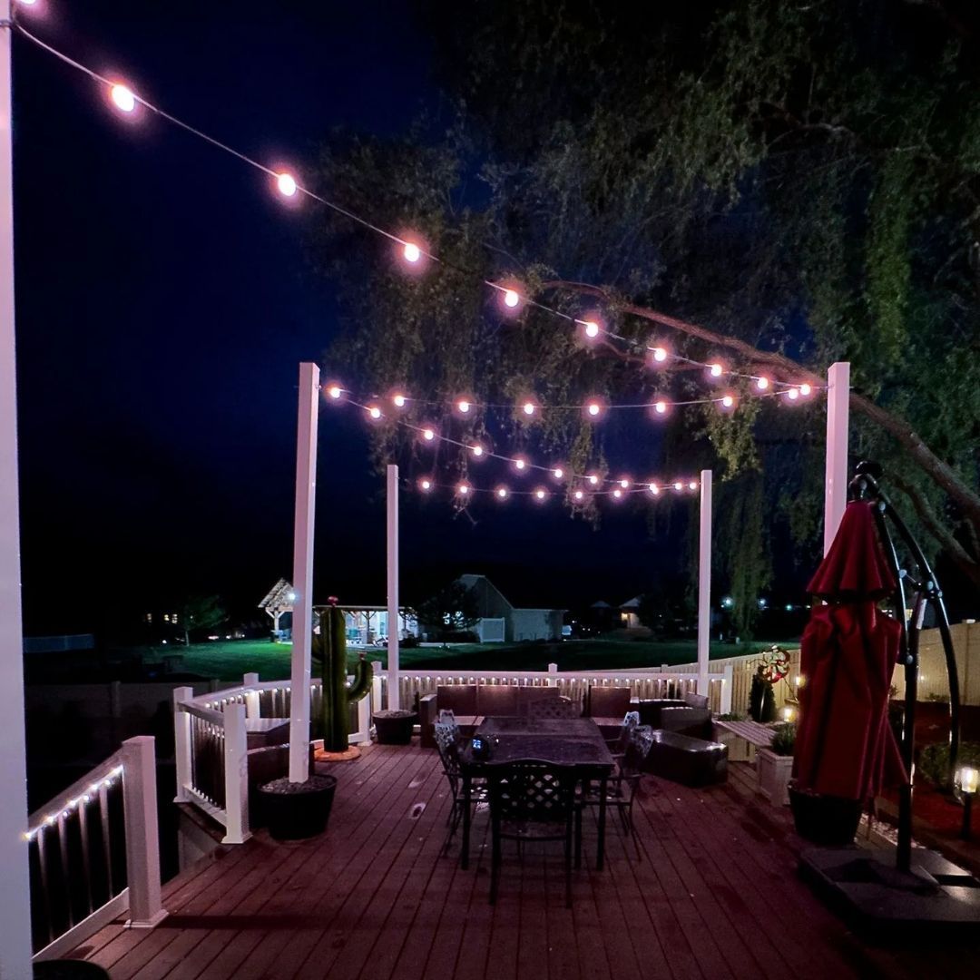outdoor string lights over deck