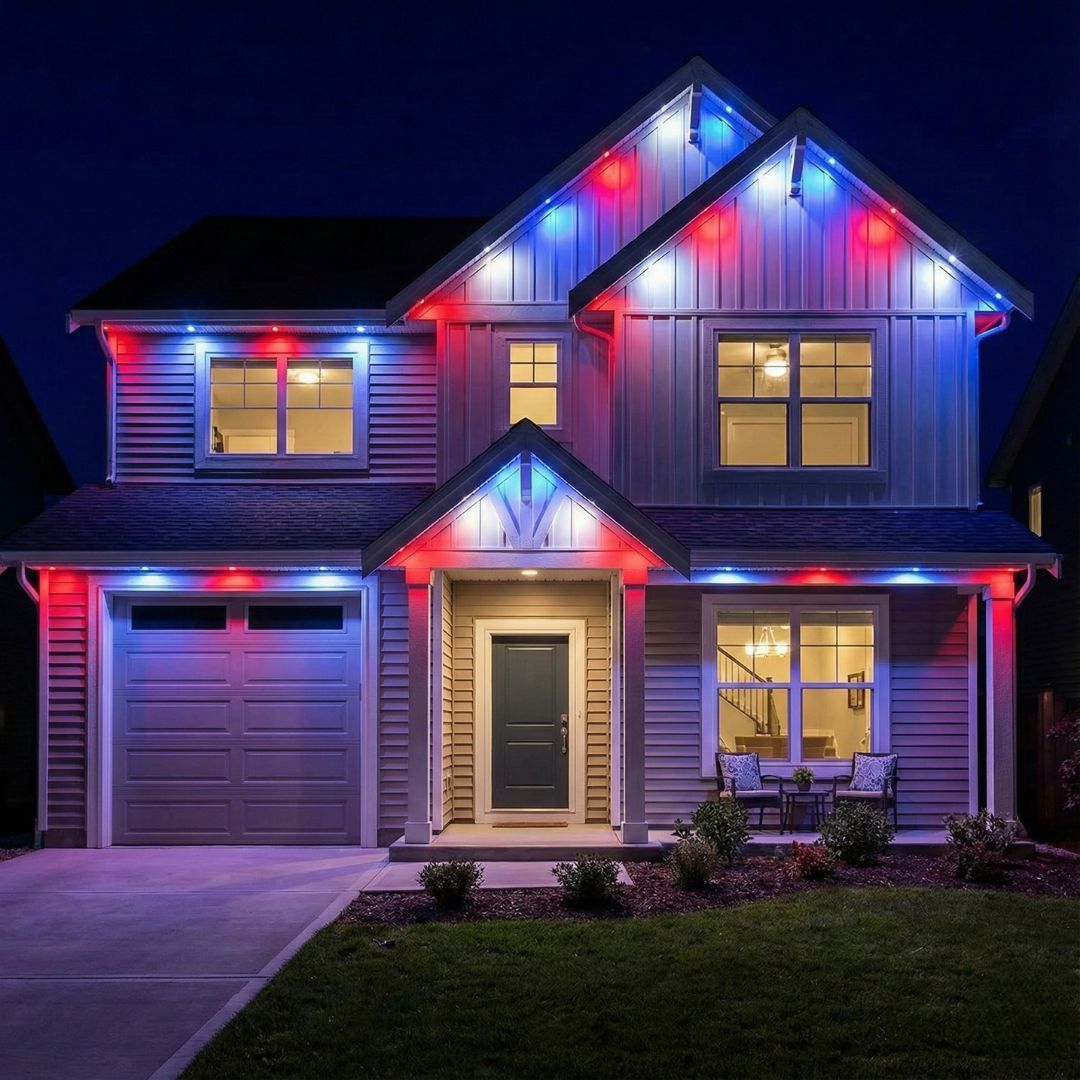 lights along the trim of a home