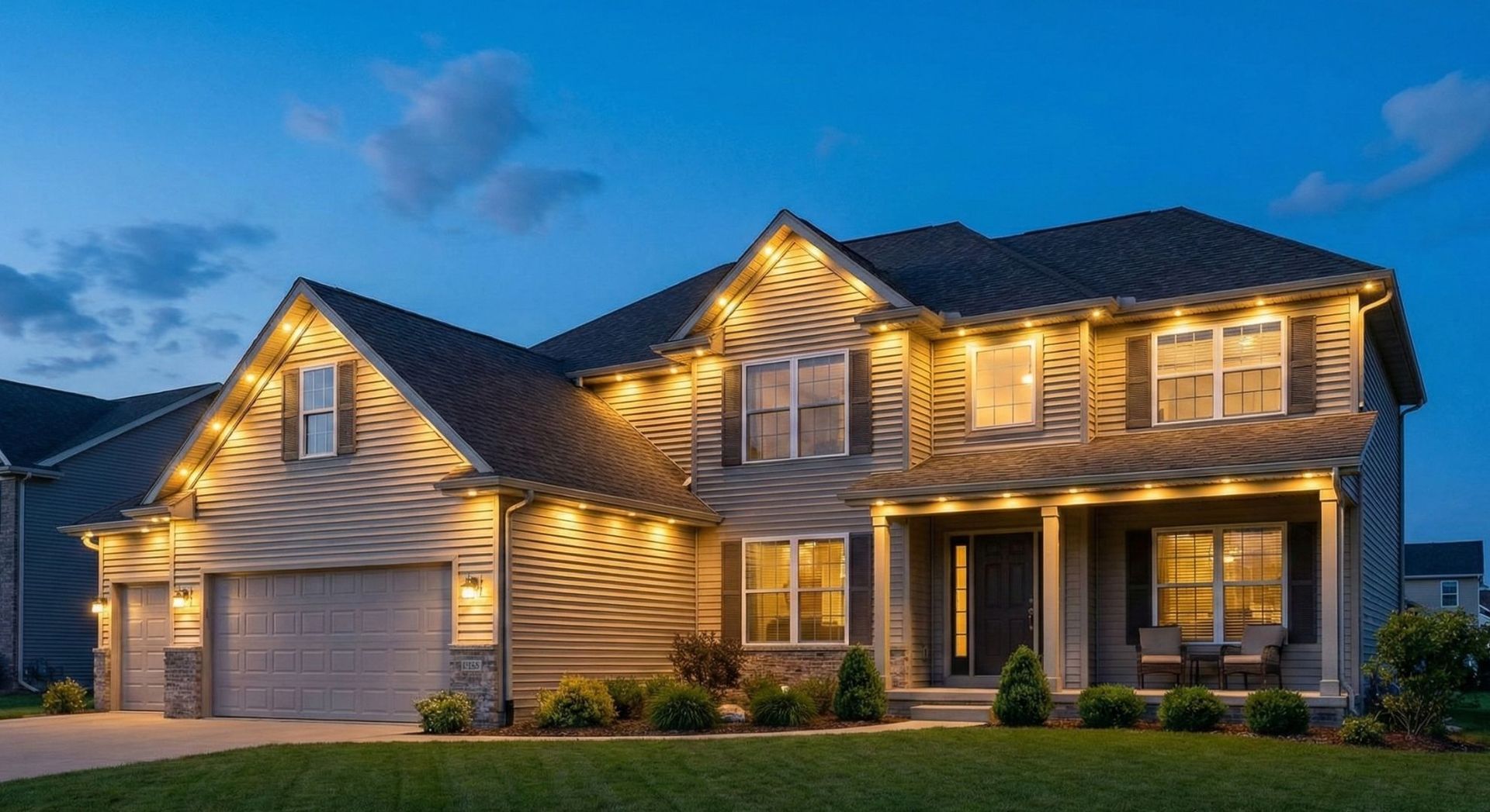 Christmas lights on a home