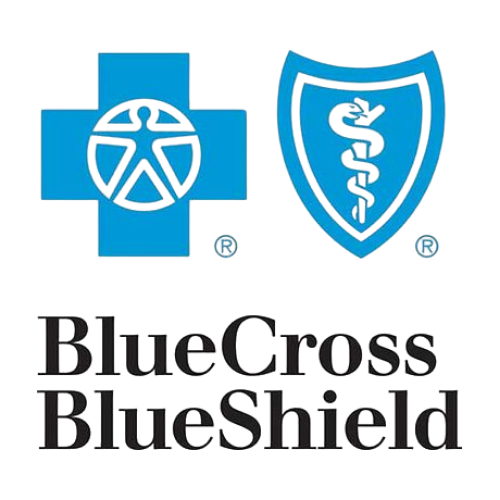 A blue cross blue shield logo with a cross and shield