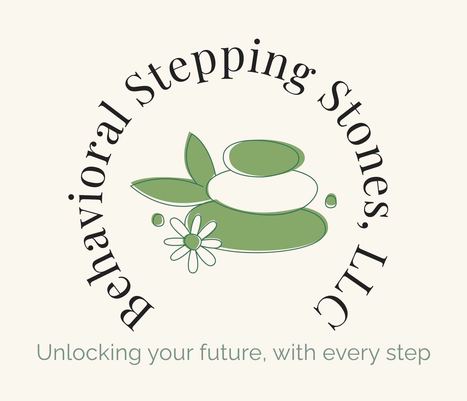 A logo for behavioral stepping stones llc , a company that unlocks your future with every step.