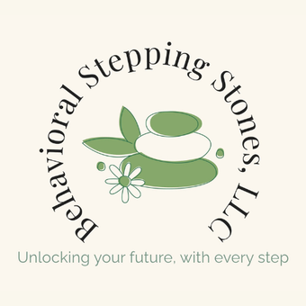 A logo for behavioral stepping stones , llc , unlocking your future with every step.
