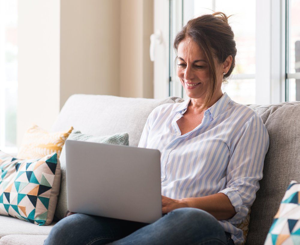 Woman Typing Positive Reviews