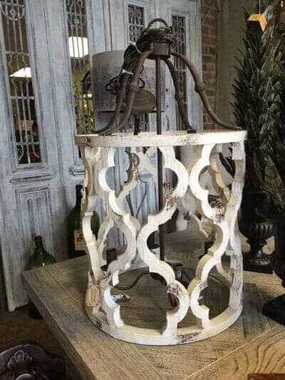 4 Light Distressed White Wooden Tile Pattern Light Fixture — Decorative Items in Baytown, TX