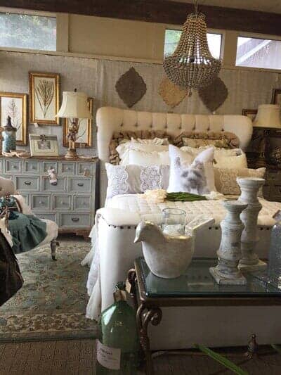 Tufted natural headboard and footboard, Pine Cone Hill Bedding apothecary cabinet — Decorative Items in Baytown, TX