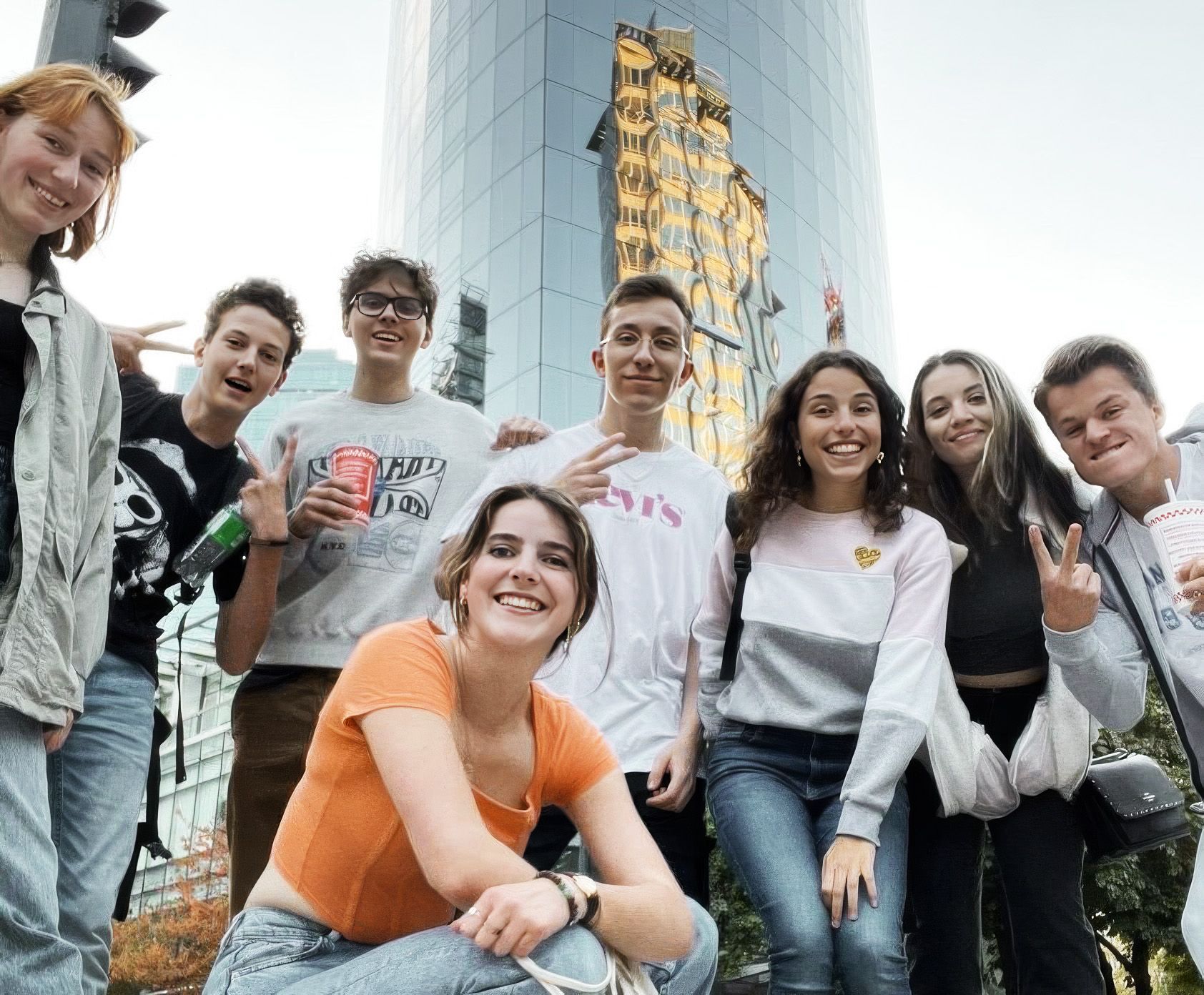 Groep vrienden in de stad in Canada