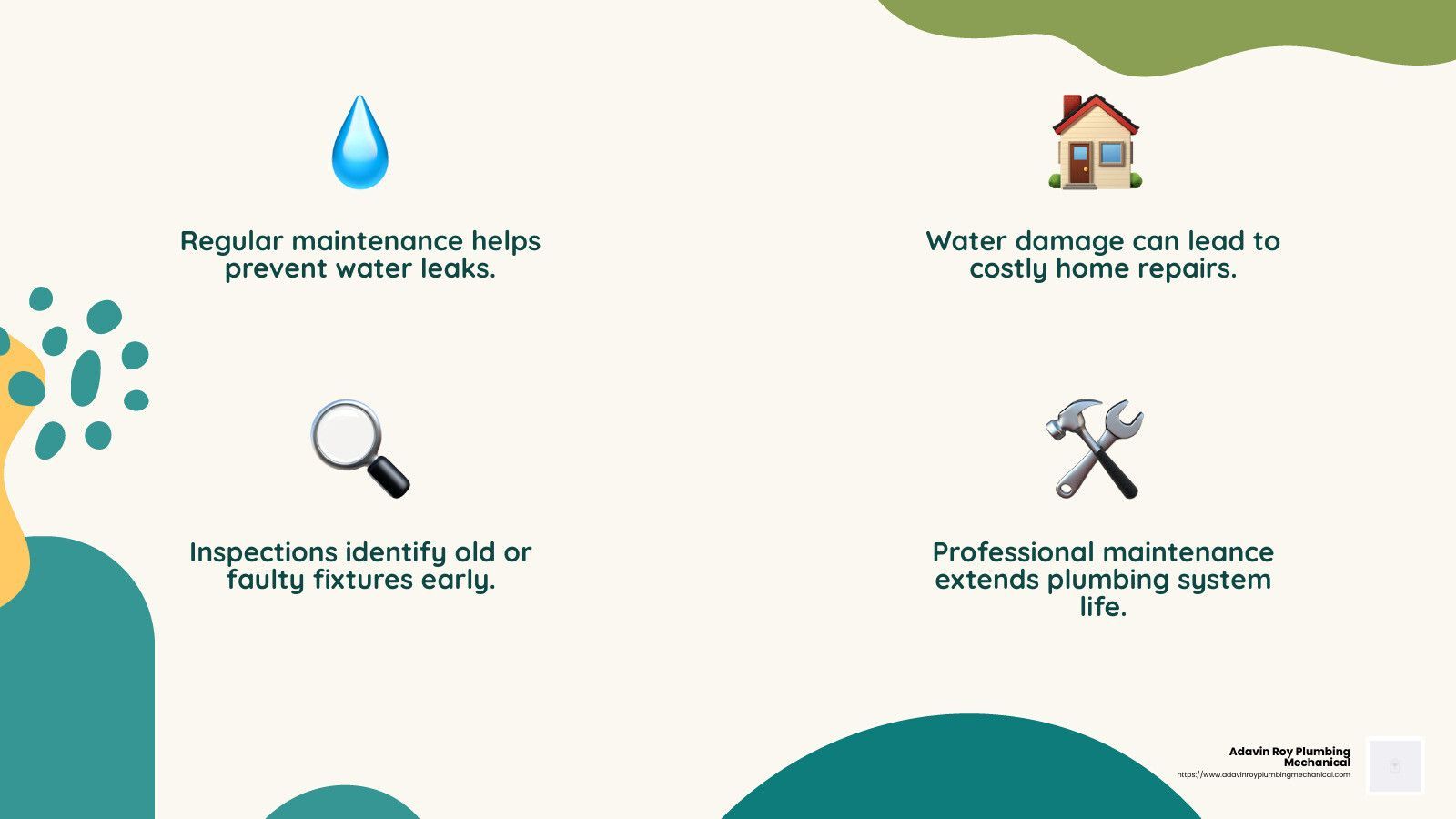 Water damage can lead to costly repairs and health issues. - belleville il plumbers infographic 4_facts_emoji_nature