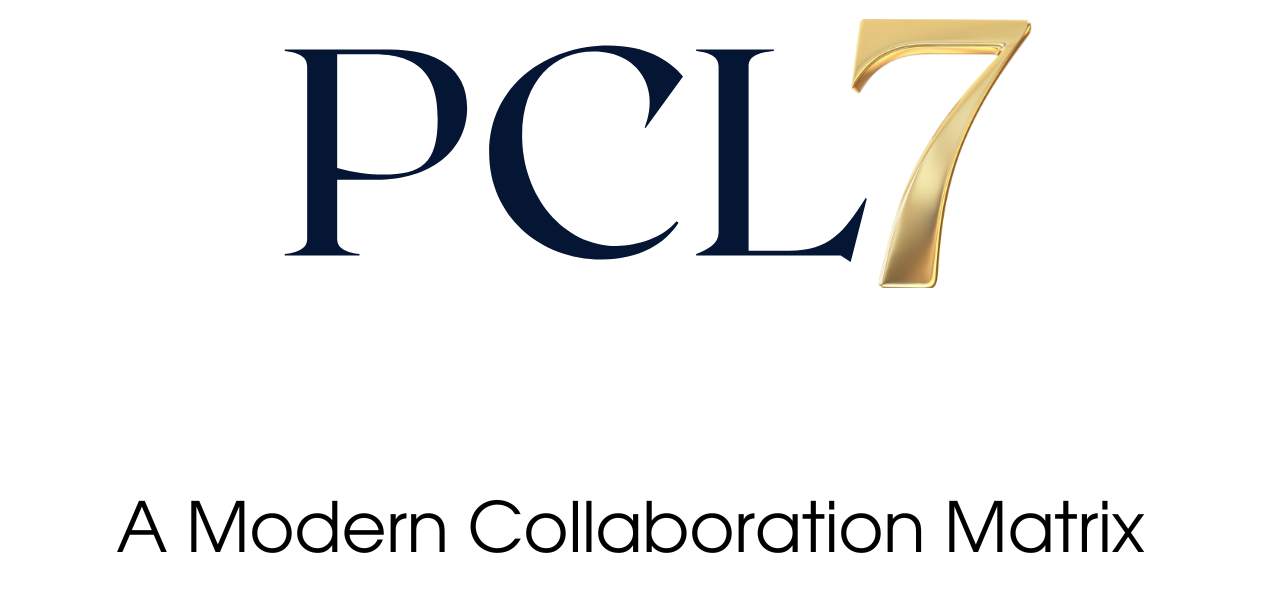 The pcl7 logo is a modern collaboration matrix