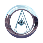 A silver circle with the letter a inside of it