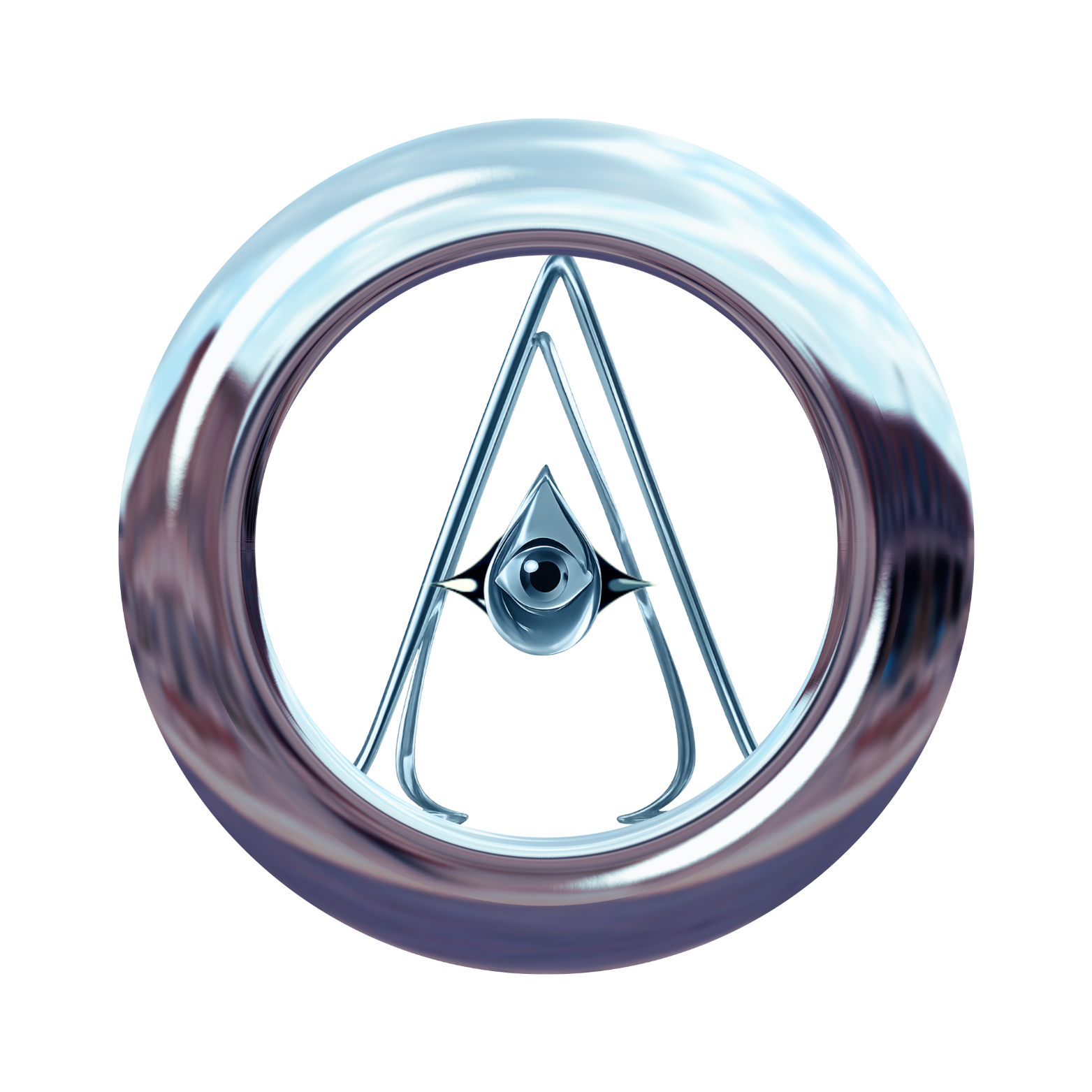 A silver circle with the letter a inside of it