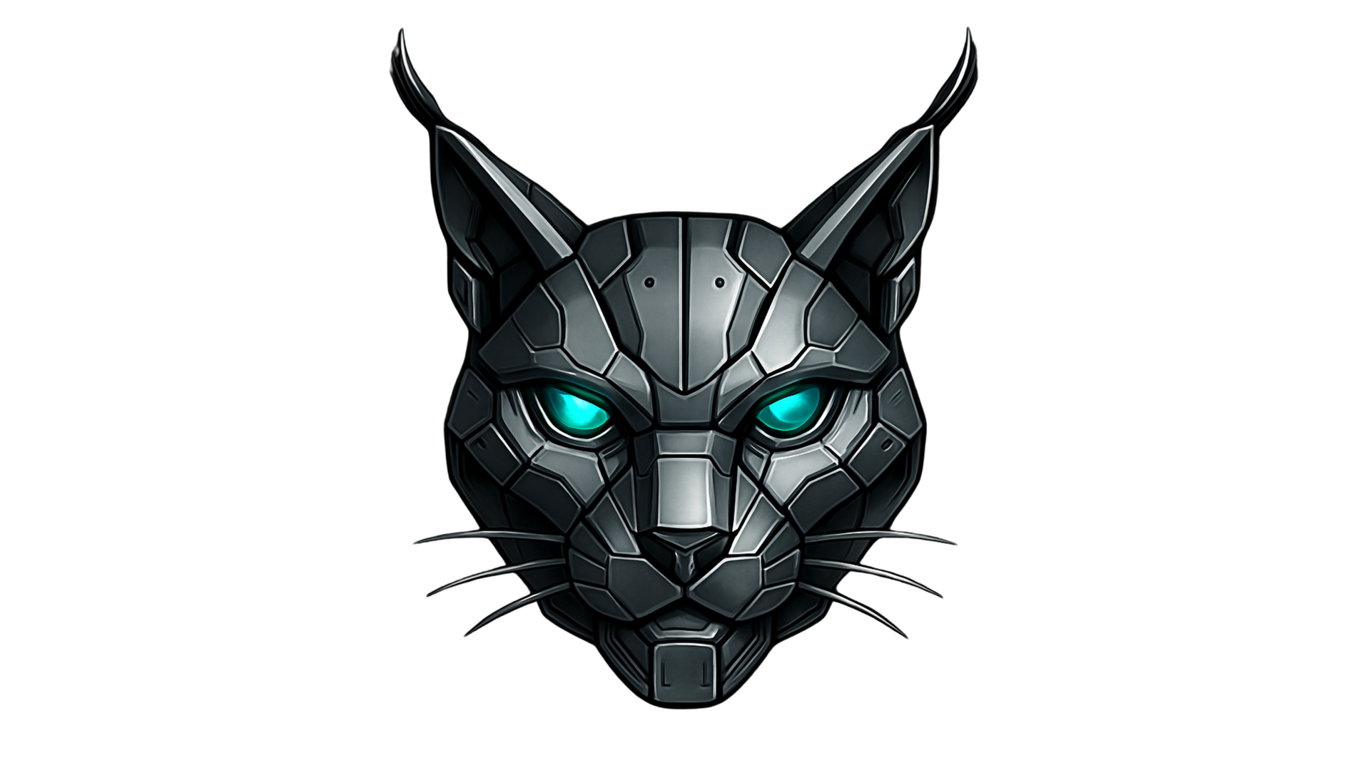 It looks like a robot cat with blue eyes.