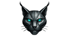 It looks like a robot cat with blue eyes.