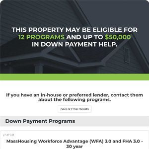 down payment resource page on a mobile phone