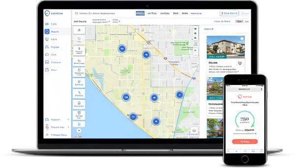 Remine map interface as it would display on a laptop and a mobile phone