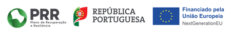 Logotipos do Plano de Recuperação e Resiliência de Portugal e da iniciativa de financiamento da União Europeia.