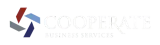 Logotipo da Cooperate Business Services, apresentando um ícone abstrato de catavento dividido em quatro partes nas cores vermelho, azul claro, cinza e azul escuro.