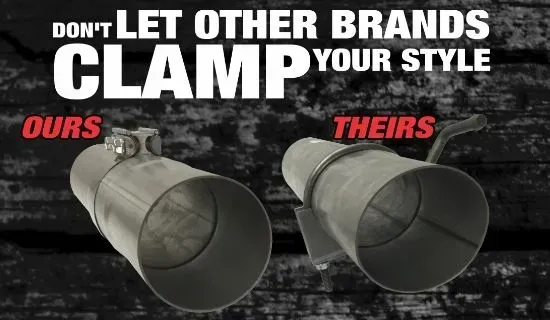Advert showing exhaust clamps. Left t above reads 