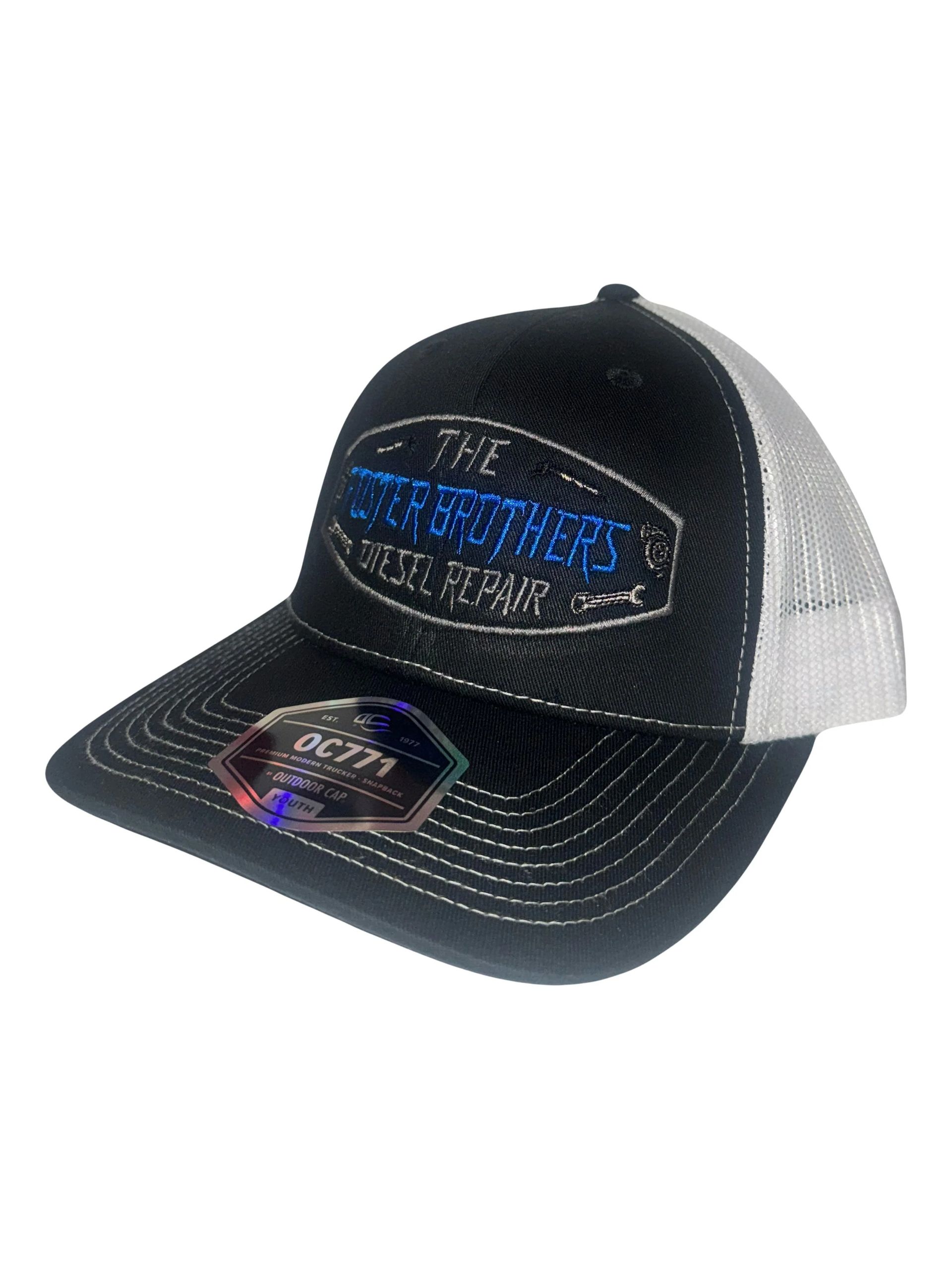 Black and white trucker hat with 