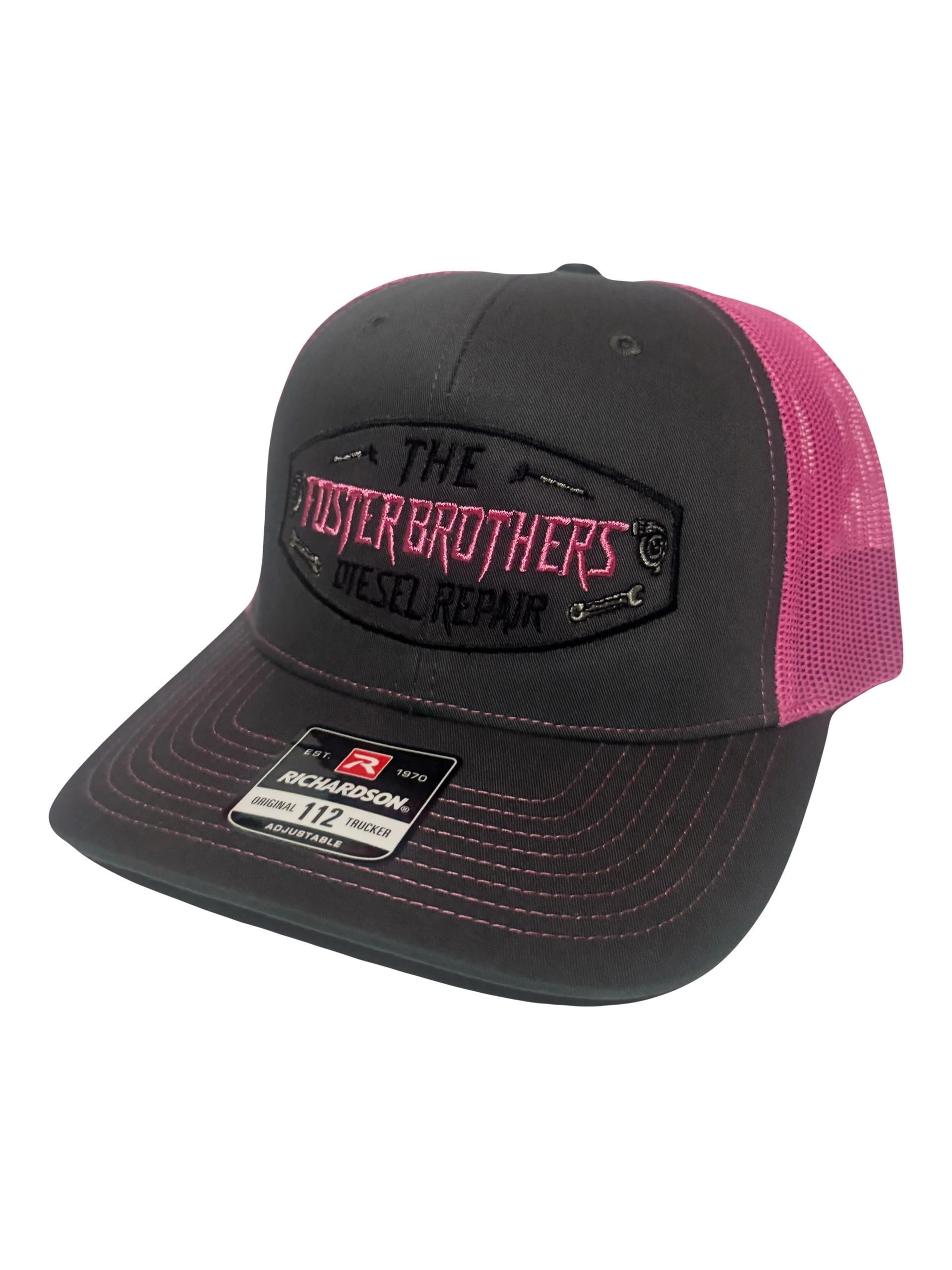 Brown and black trucker hat with 
