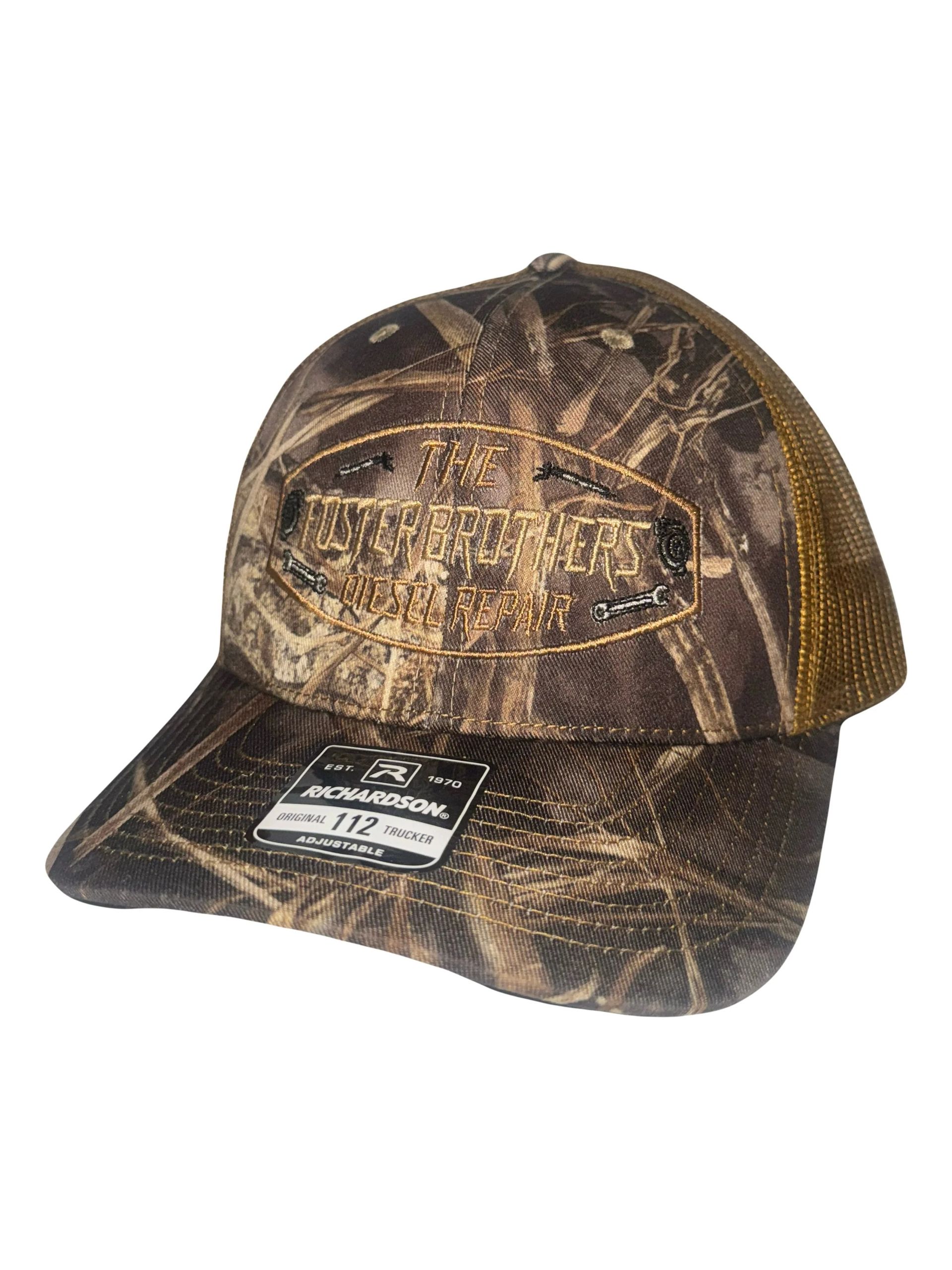 Camouflage baseball cap with mesh back and brim, outdoors hunting wear.