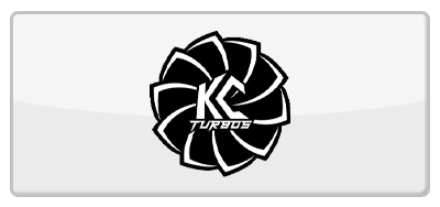 Logo for KC Turbos, black emblem in a white frame.
