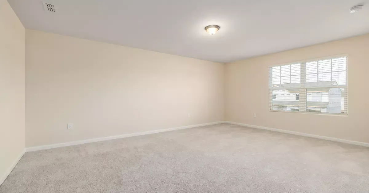 Freshly cleaned floor after eco-friendly carpet cleaning in a bright empty room