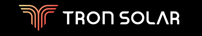 Logo for Tron Solar, featuring a stylized graphic of lines and the company name in white text.
