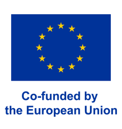 The logo for the european union is a blue flag with yellow stars in a circle.