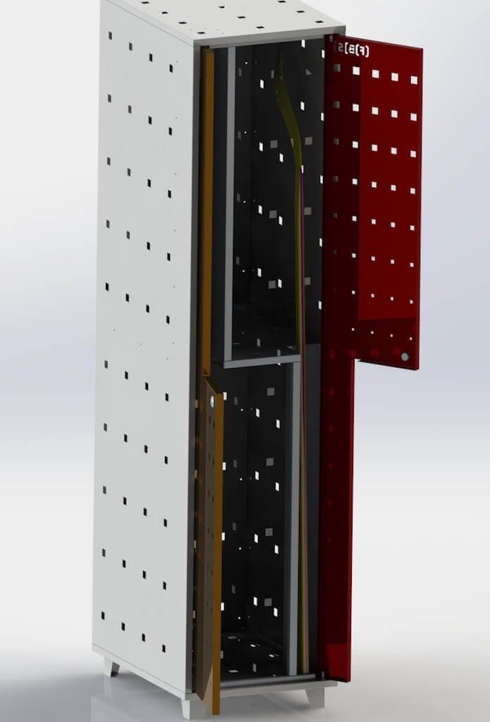 A 3d model of a locker with the doors open
