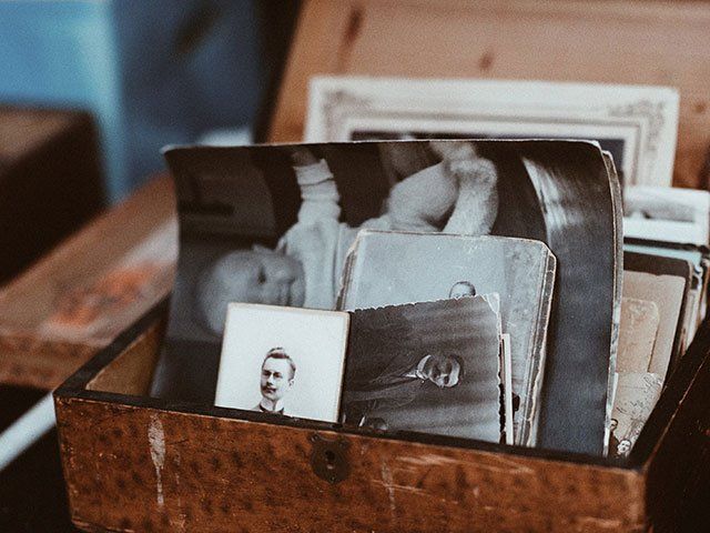 Image of a box full of old photographs