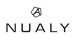 Un logo in bianco e nero per un'azienda chiamata nualy.