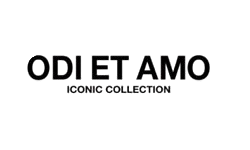 Il logo per la collezione iconica odi et amo è in bianco e nero.