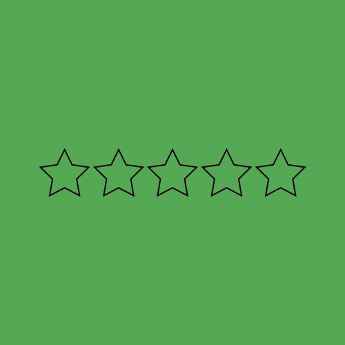 a row of five stars on a green background .