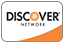 A white and orange logo for discover network.