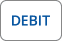 The word debit is written in blue on a white background.