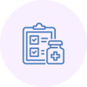 Checklist with two checked boxes next to a bottle of medicine.