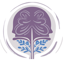 Purple heads with flower-like top and blue leaves, inside a gray circle logo el paso texas.