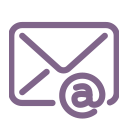 Purple envelope with an at symbol, representing email.