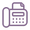 Fax machine icon in purple with a sheet of paper.