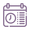 Calendar icon with clock face and scheduled events.