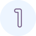 Number 1 in purple outline within a light purple circle.