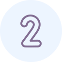 Number 2 inside a light blue circle, outlined in purple.