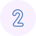 Blue number 2 inside a light purple circle.