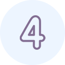 Number 4 in lavender outline within a light blue circle.