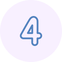 Blue number 4 in a light purple circle.