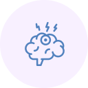 Blue brain with lightning bolts, signifying a headache or brain activity.